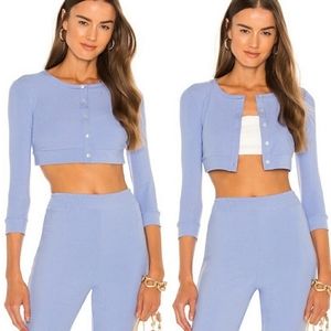 Revolve WeWoreWhat Cropped Cardigan Powder Blue Size XS